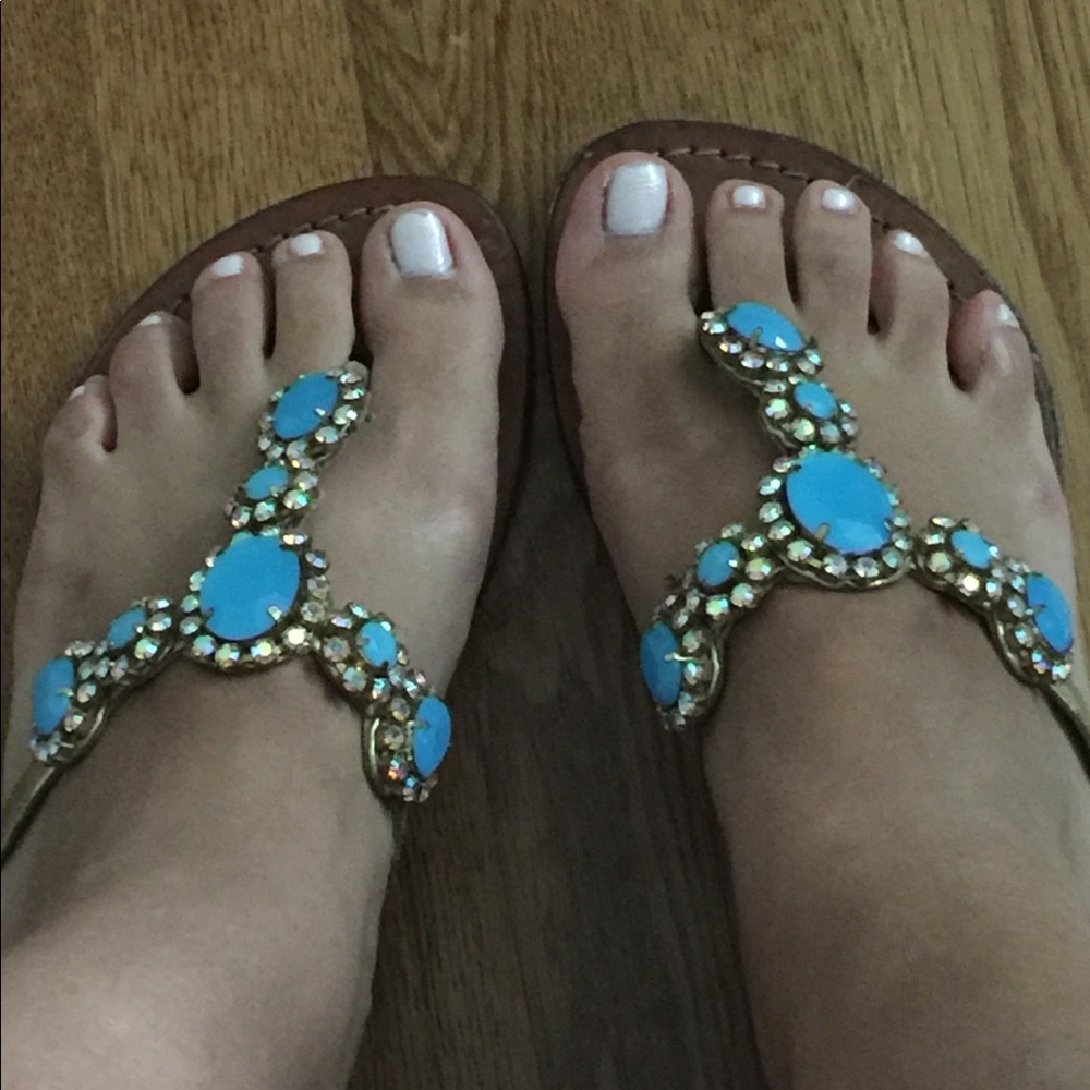 💔💔SOLD Ocean Turquoise Blue Mystique Sandals - Picture 2 of 8